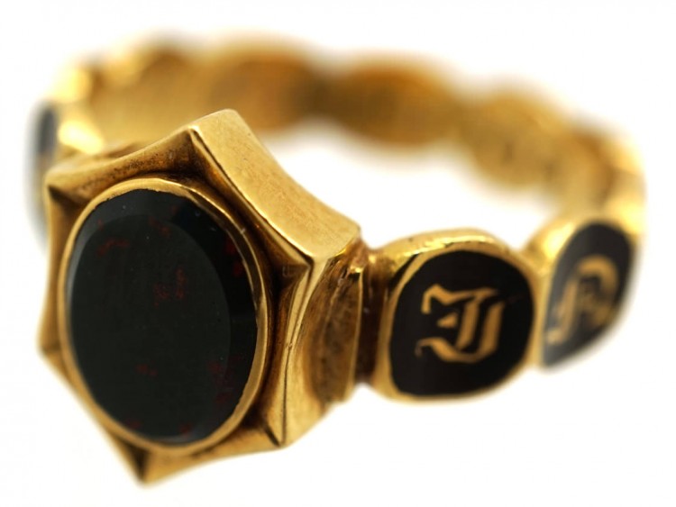 William IV Bloodstone & Enamel Memorial Ring