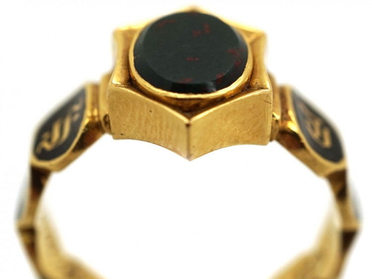 William IV Bloodstone & Enamel Memorial Ring