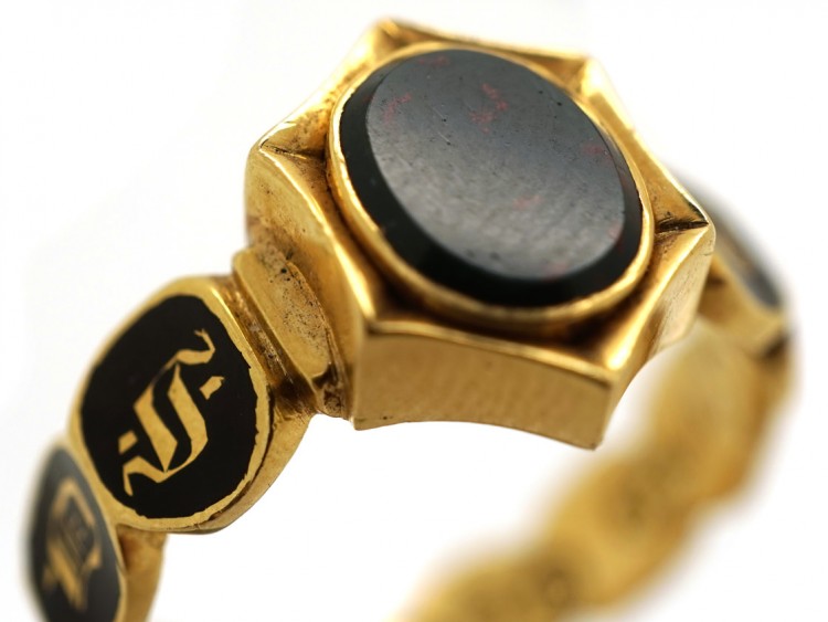 William IV Bloodstone & Enamel Memorial Ring
