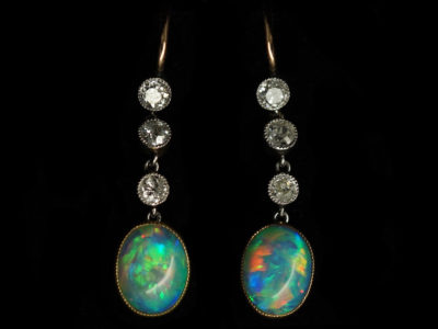 Edwardian Opal ​& Diamond Drop Earrings