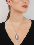 Georgian Blue Glass & Seed Pearl Navette Shaped Pendant in Original Case