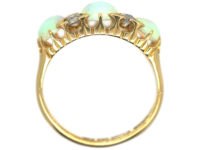 Victorian 18ct Gold, Three Stone Opal & Diamond Ring