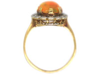 18ct Gold & Platinum Water Opal & Diamond Oval Cluster Ring