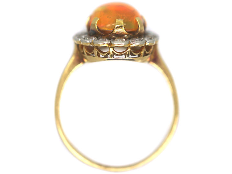18ct Gold & Platinum Water Opal & Diamond Oval Cluster Ring