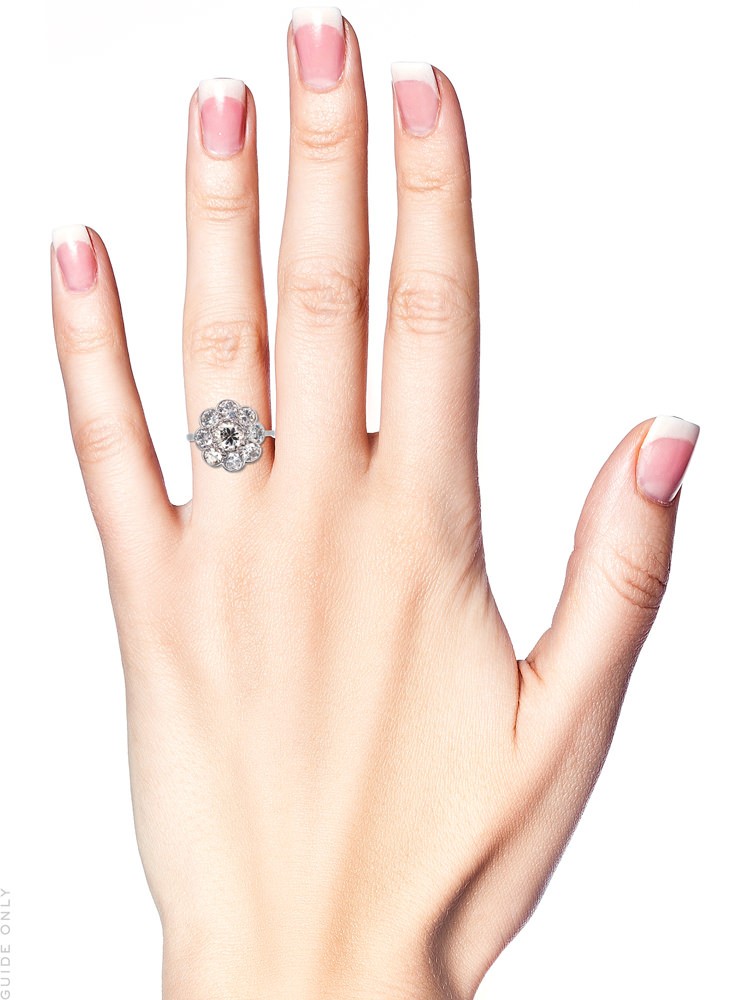 Edwardian 18ct Gold & Platinum Large Diamond Cluster Ring