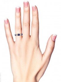 Victorian 18ct Gold, Sapphire ​& Diamond Carved Half Hoop Ring