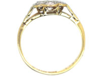 Edwardian 18ct Gold & Platinum, Diamond Cluster Ring with Diamond Set Shoulders