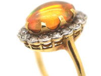 18ct Gold & Platinum Water Opal & Diamond Oval Cluster Ring