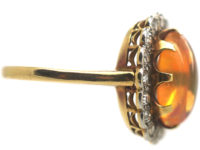 18ct Gold & Platinum Water Opal & Diamond Oval Cluster Ring