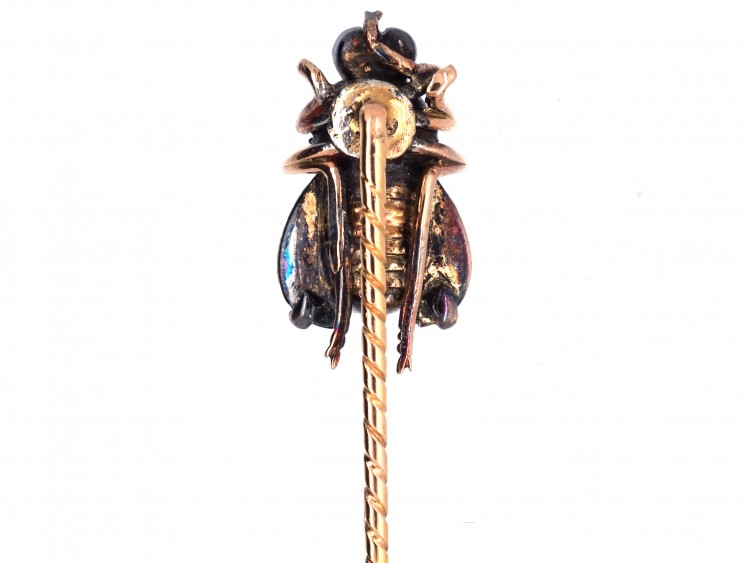 Victorian Garnet, Ruby & Rose Diamond Bug Stick Pin