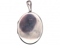 Victorian Silver Oval Locket with Bouquet of Flowers Design