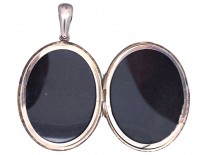 Victorian Silver Oval Locket with Bouquet of Flowers Design