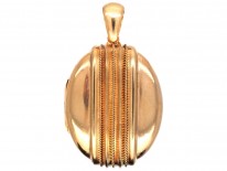 Victorian Oval 15ct Locket with Stripe Design
