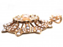 Victorian 18ct Gold & Natural Pearl Flower Pendant