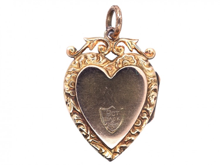 Edwardian 9ct Back & Front Heart Locket with Bow Motif
