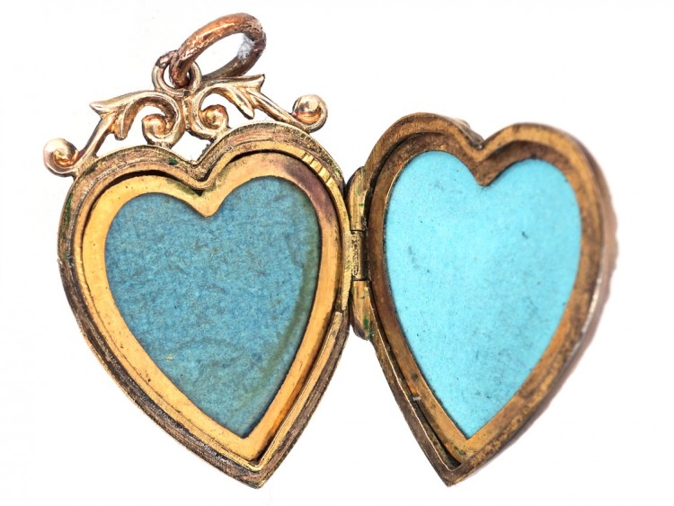 Edwardian 9ct Back & Front Heart Locket with Bow Motif