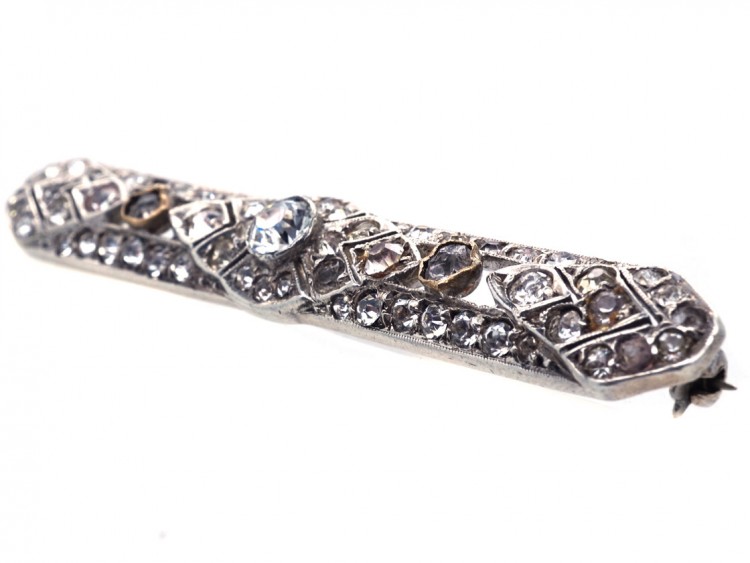 Art Deco Silver & Paste Brooch