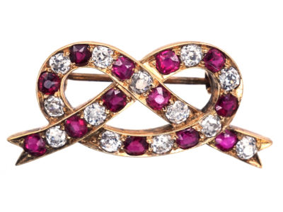 Edwardian Ruby & Diamond Lover's Knot Brooch