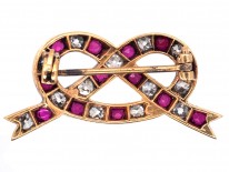 Edwardian Ruby & Diamond Lover's Knot Brooch