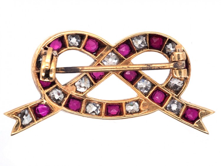 Edwardian Ruby & Diamond Lover's Knot Brooch