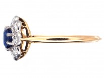Edwardian 18ct Gold & Platinum, Sapphire & Diamond Cluster Ring