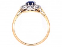 Edwardian 18ct Gold & Platinum, Sapphire & Diamond Cluster Ring