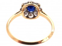 Edwardian 18ct Gold & Platinum, Sapphire & Diamond Cluster Ring