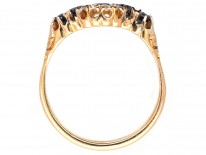 Edwardian 18ct Gold, Five Stone Sapphire & Diamond Ring