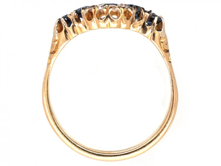 Edwardian 18ct Gold, Five Stone Sapphire & Diamond Ring