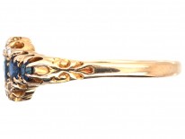 Edwardian 18ct Gold, Five Stone Sapphire & Diamond Ring