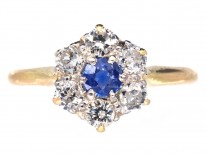 18ct Gold & Platinum, Sapphire & Diamond Cluster Ring