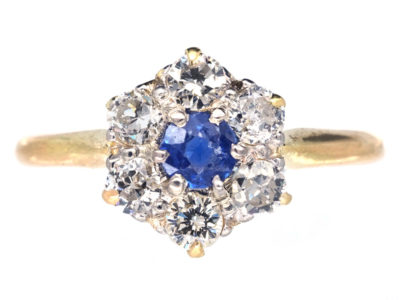 18ct Gold & Platinum, Sapphire & Diamond Cluster Ring