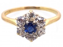 18ct Gold & Platinum, Sapphire & Diamond Cluster Ring