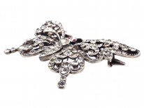Large Edwardian Silver & Paste Butterfly Brooch