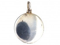 Edwardian Round Silver & Enamel Roses Locket