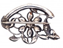 Georgian Flat Cut Almandine Garnet Flower Brooch