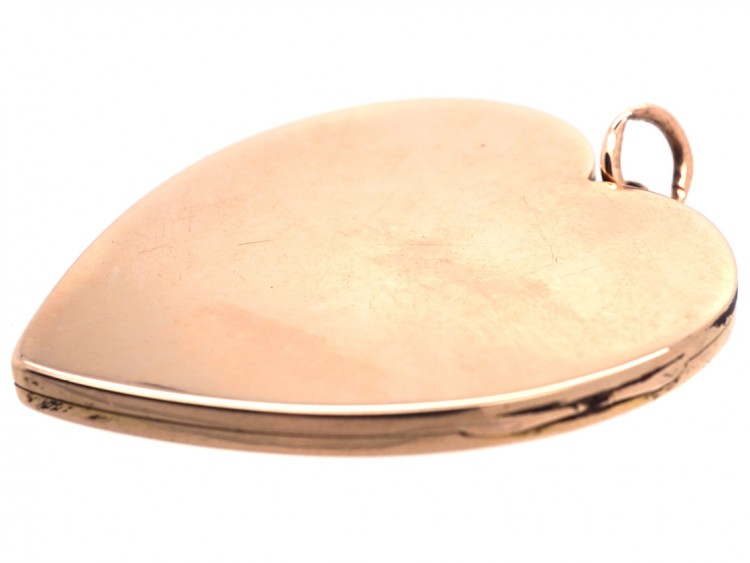 Large Edwardian 15ct Gold Heart Shaped Locket Set with a Turquoise