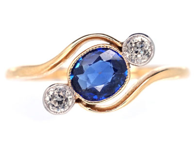 Edwardian Sapphire & Diamond Crossover Ring
