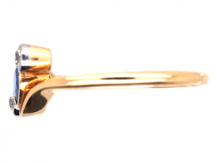 Edwardian Sapphire & Diamond Crossover Ring