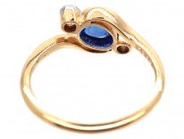 Edwardian Sapphire & Diamond Crossover Ring