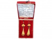 Georgian 18ct Gold Drop Earrings in Original Case