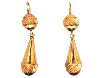 Georgian 18ct Gold Drop Earrings in Original Case