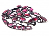 Georgian Flat Cut Almandine Garnet Flower Brooch