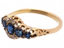Edwardian 18ct Gold, Five Stone Sapphire & Diamond Ring