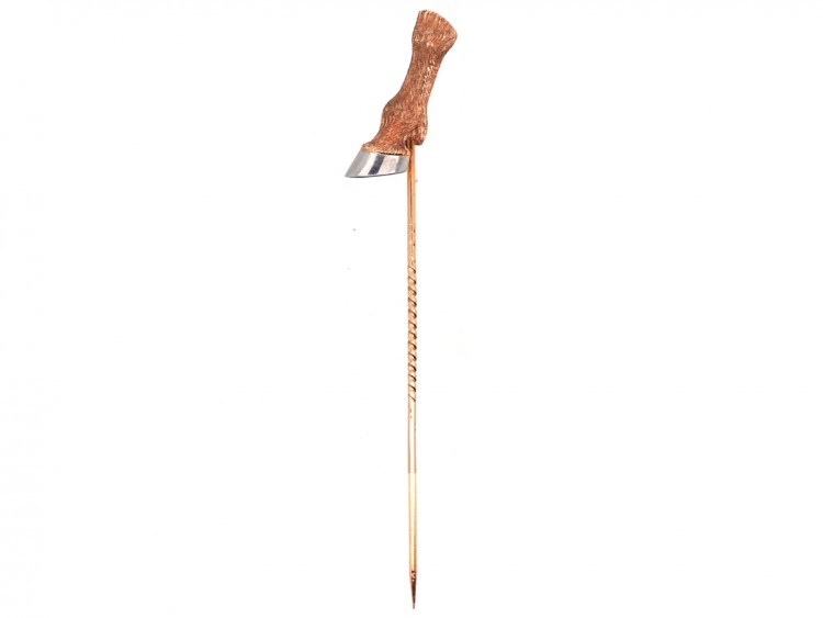 French 18ct Two Colour Gold Horse Hoof Stickpin