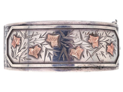 Victorian Silver & Gold Overlay Ivy Leaf Bangle