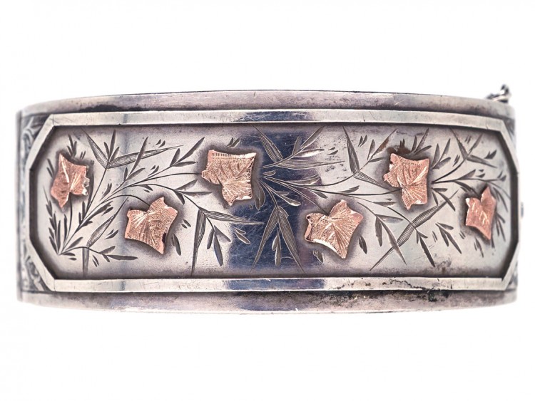 Victorian Silver & Gold Overlay Ivy Leaf Bangle