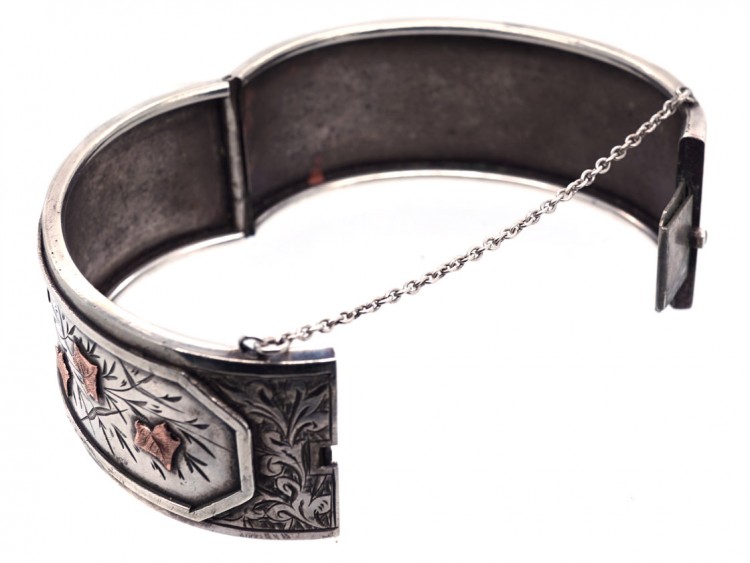 Victorian Silver & Gold Overlay Ivy Leaf Bangle