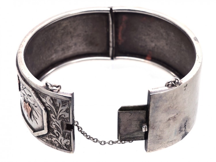 Victorian Silver & Gold Overlay Ivy Leaf Bangle