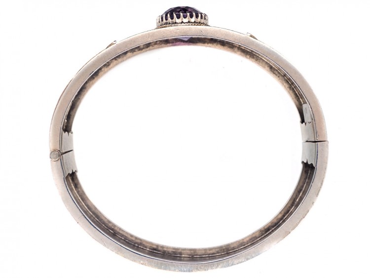 Victorian Silver & Gold Overlay Bangle with Amethyst Centre